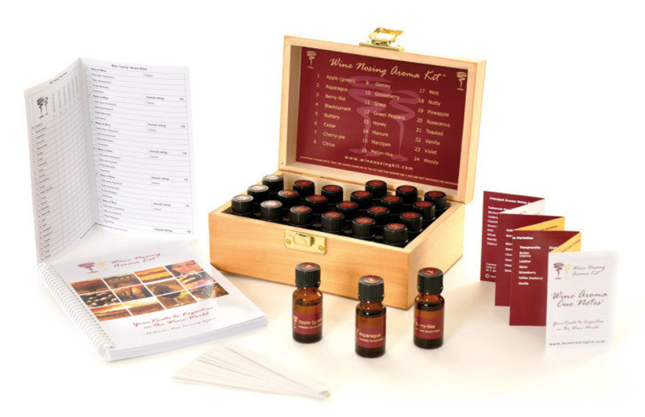 Wine Aroma Masterclass Kit in Wooden Box - 24 Signature Aromas + Training Guide